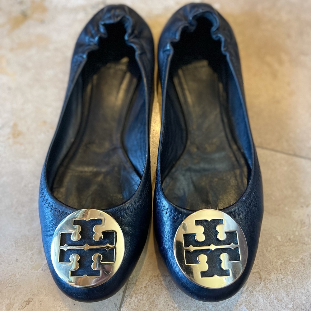 Tory Burch size 9 black leather ballet flats